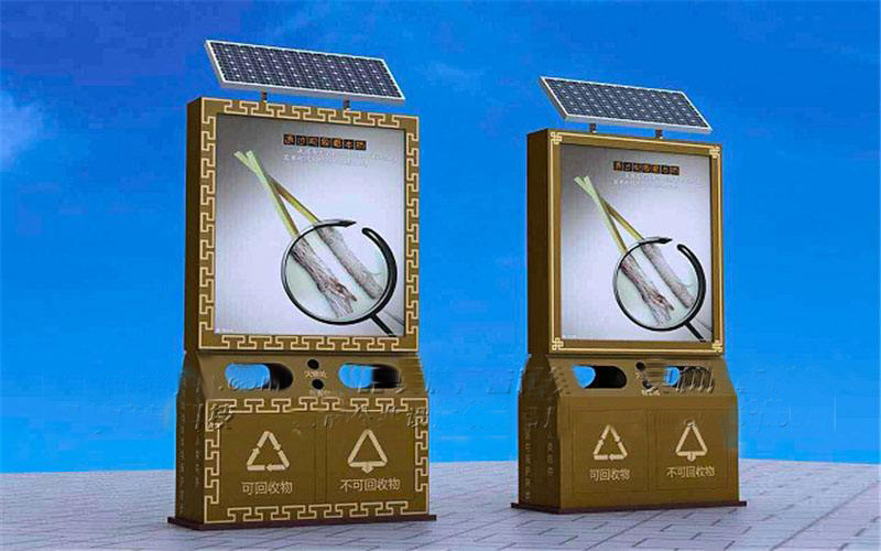 太陽(yáng)能仿古廣告垃圾箱