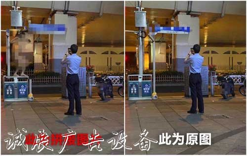 上海市中心一男子赤身裸體指路牌燈箱跨騎路牌拍照，刑拘！警方正告